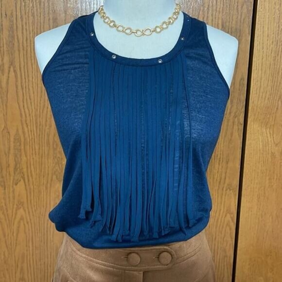 Jessica Simpson Navy Fringe Tank Top Size XS - Picture 1 of 6